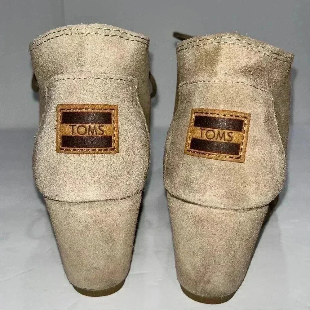 Toms Kayla Lace up Suede Wedge Bootie size 7W shoes - Picture 5 of 11